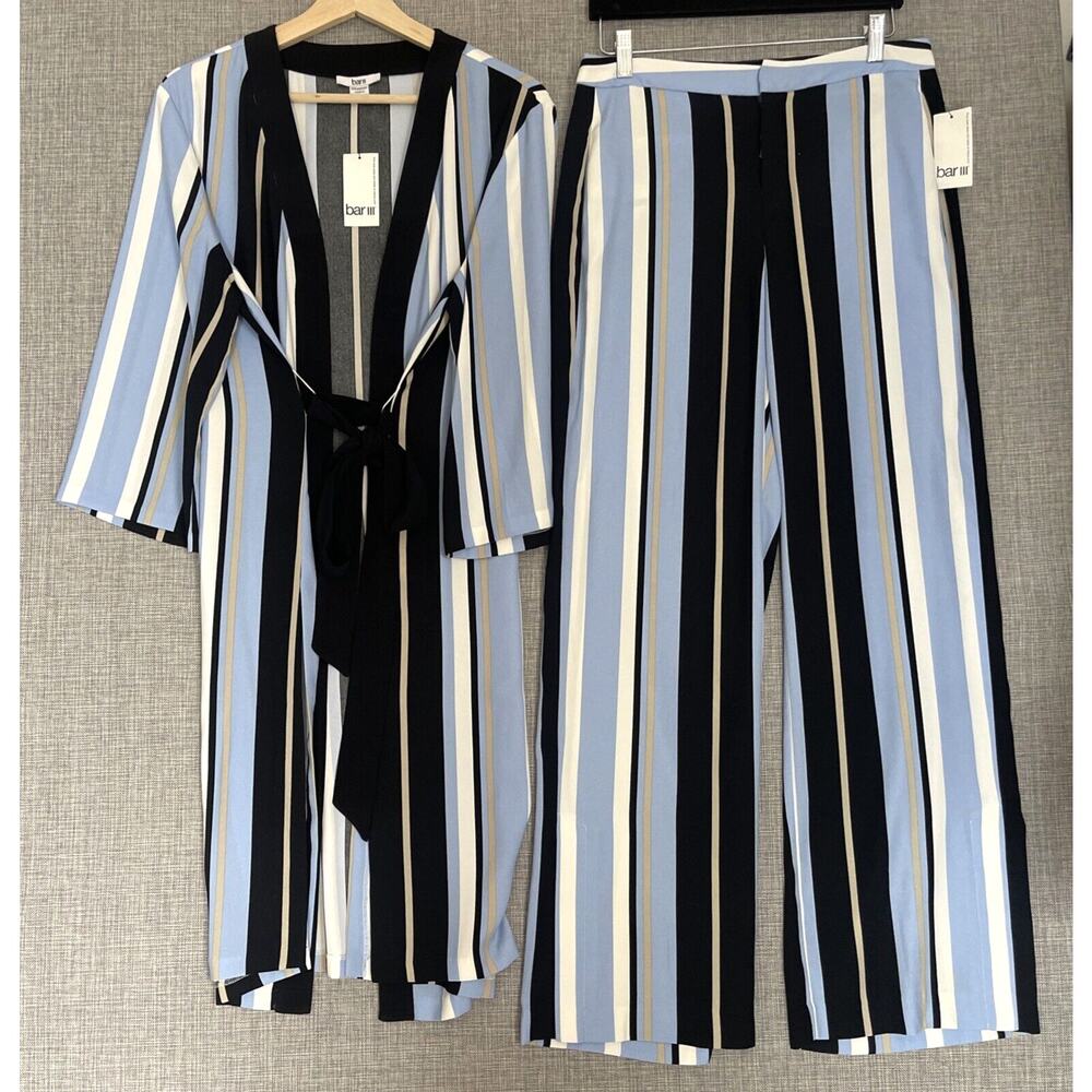 New Bar III Kimono Robe Jacket & Pants Set Women's Top Medium Pants Size 6 New - Picture 3 of 16